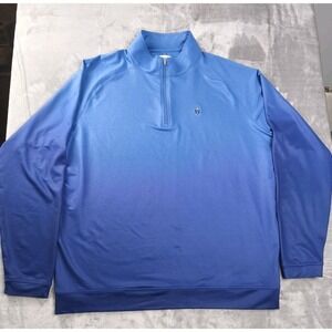 Peter Millar Crown Sport 1/4 Zip Pullover Blue Performance Mens XL